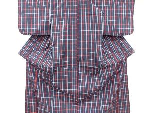 格子織り出し米沢紬着物アンサンブル